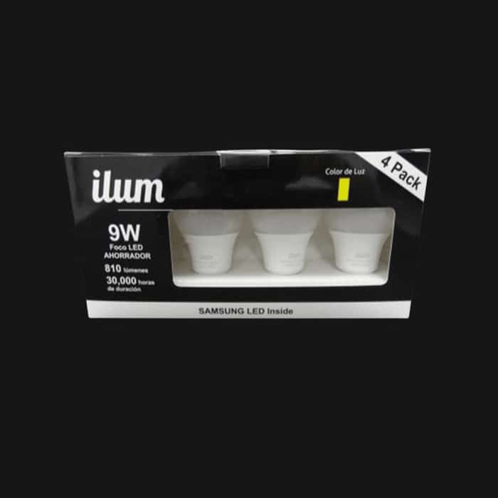 Pack de 4 bulbos LED 9W luz cálida E27