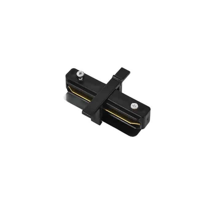 Conector recto riel 2 puntos empotrar negro