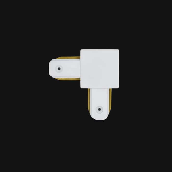 Conector en L riel 2 puntos blanco