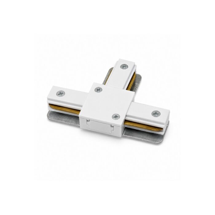 Conector en T riel 2 puntos blanco