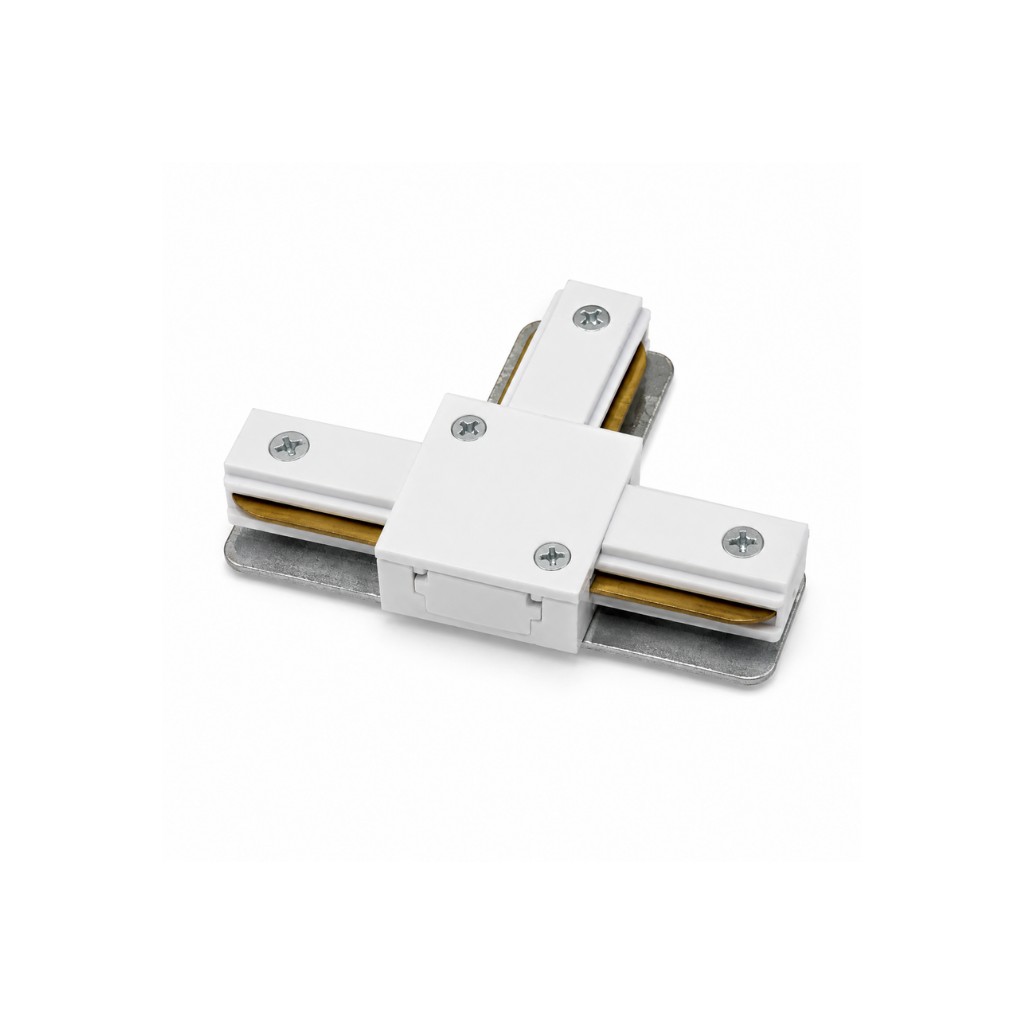 Conector en T riel 2 puntos blanco