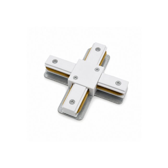 Conector en X riel 2 puntos blanco