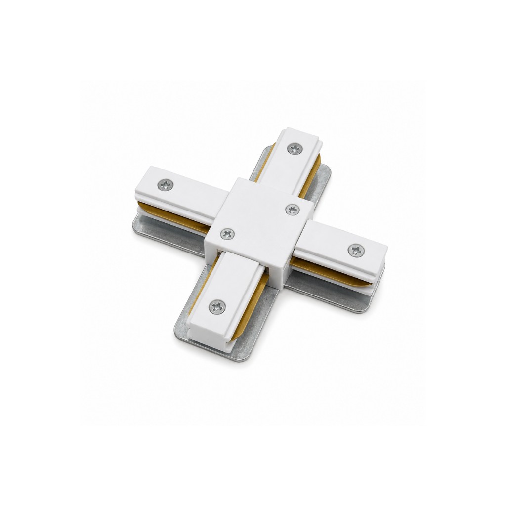 Conector en X riel 2 puntos blanco