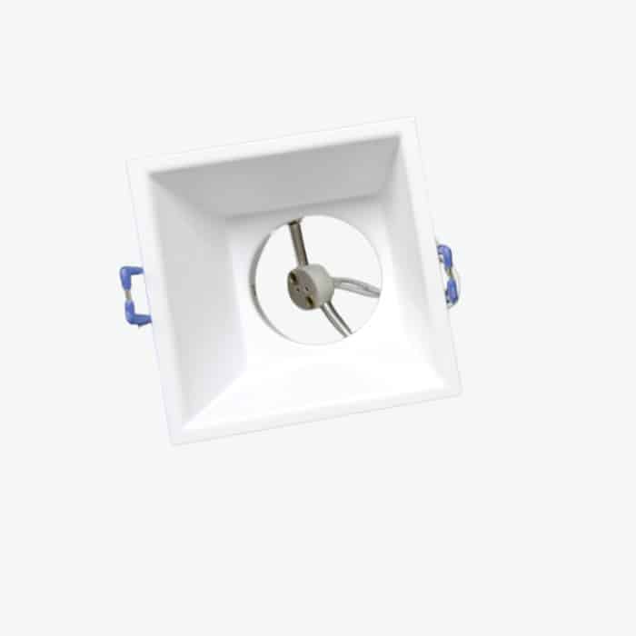 Base MR16 empotrar plástica fija cuadrada blanca