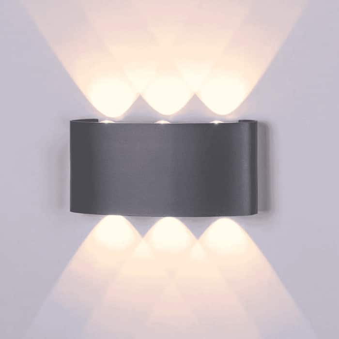 Lámpara pared rectangular 6W dos caras IP65 negra