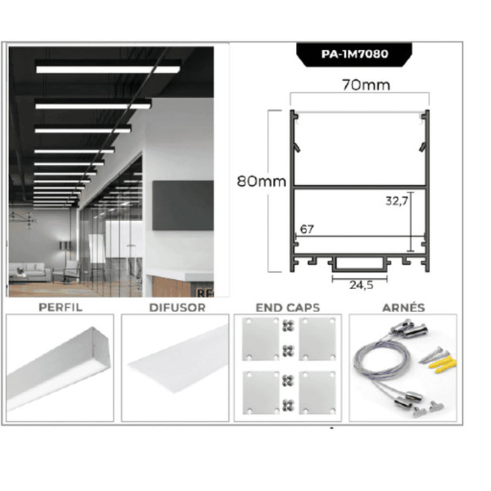 Perfil pendant de aluminio 70x80mm 1M