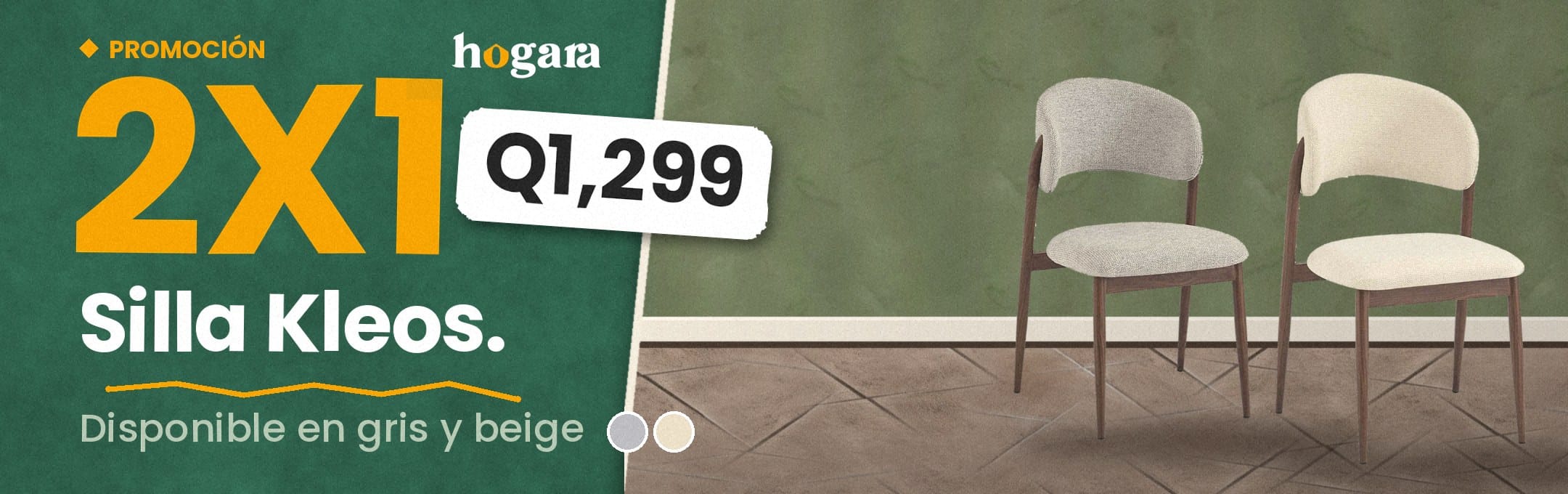 Promoción 2x1 Silla Kleos gris y beige Q1,299