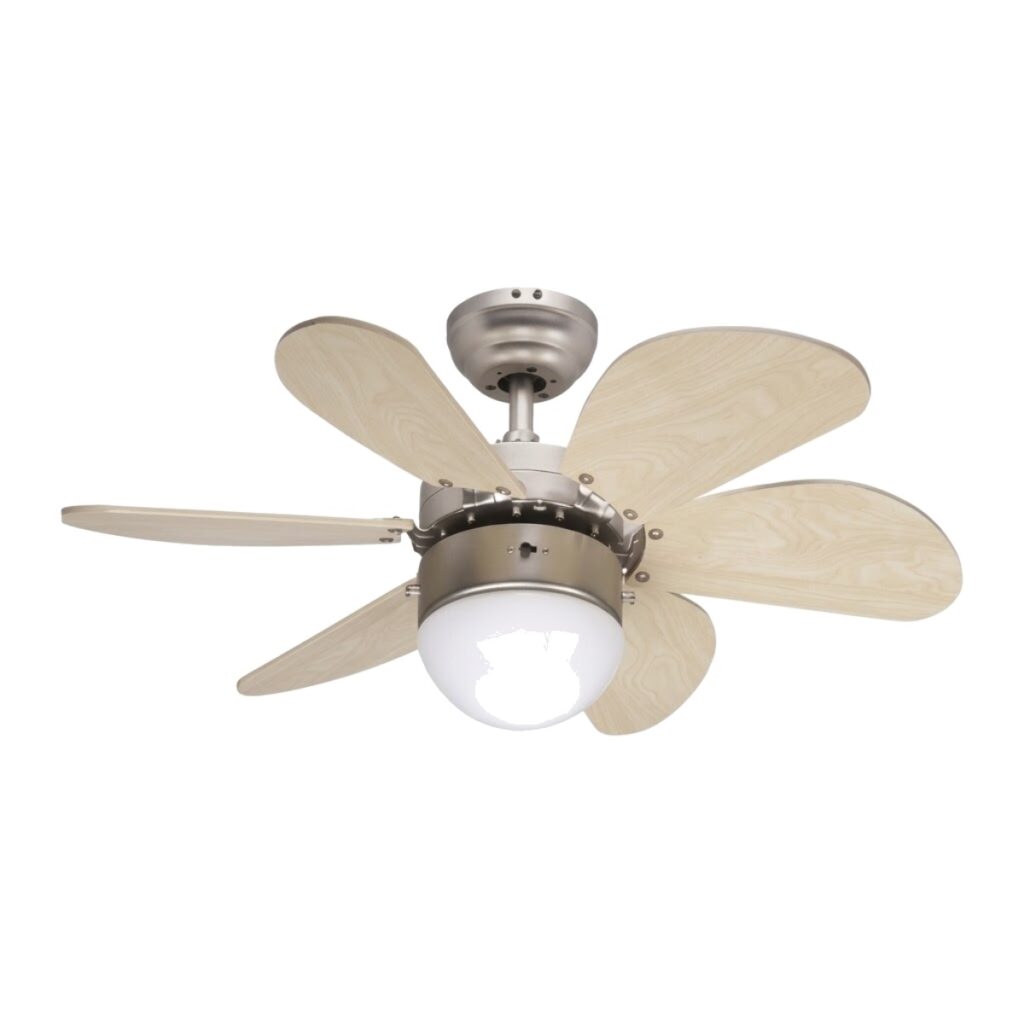 Ventilador de techo 30" níquel con aspas claras