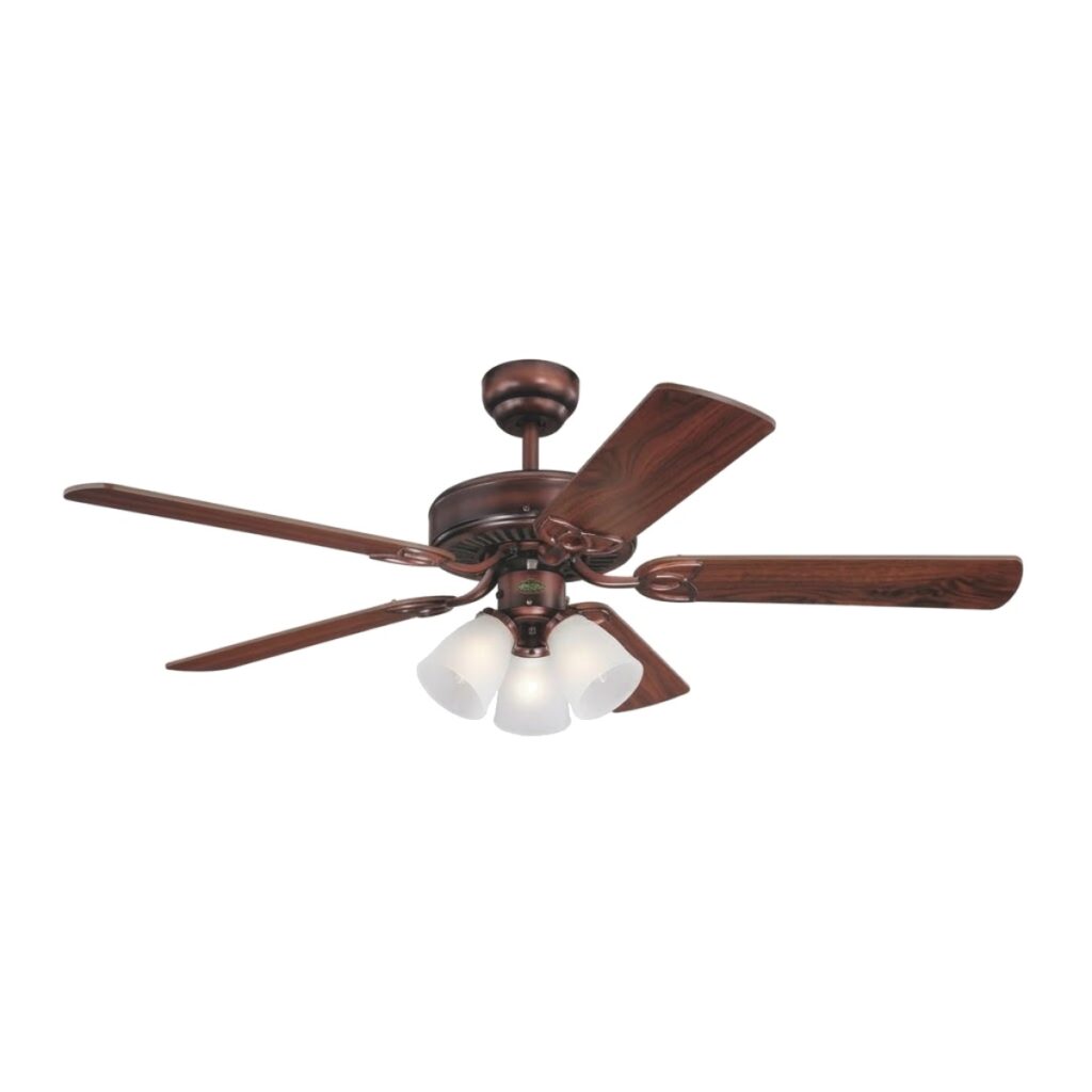 Ventilador de techo 52" vintage bronce con 3 tulipas