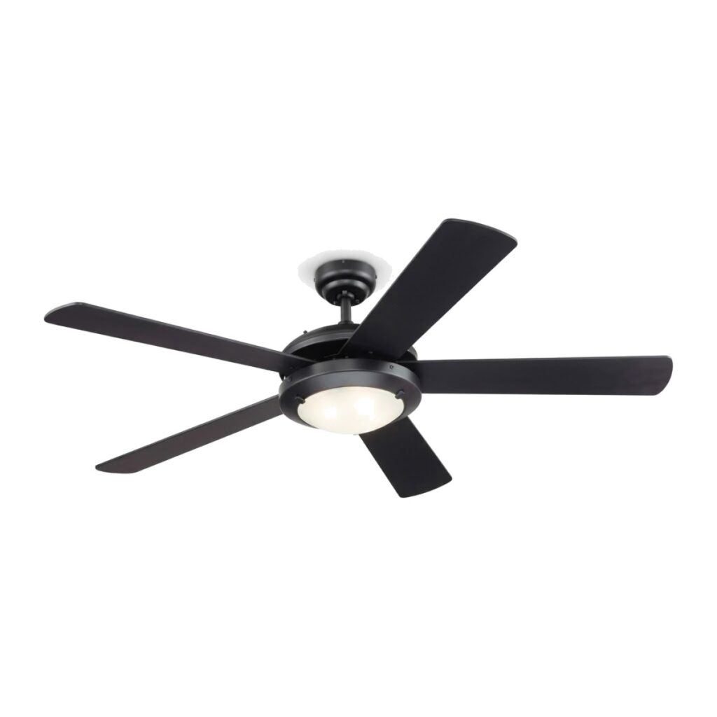Ventilador de techo 52" negro con aspas reversibles