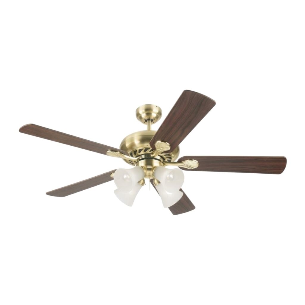 Ventilador de techo 52" latón con 4 tulipas