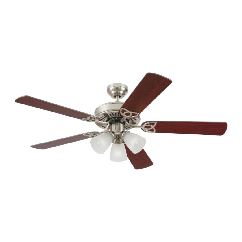 Ventilador de techo 52" vintage níquel con 3 tulipas