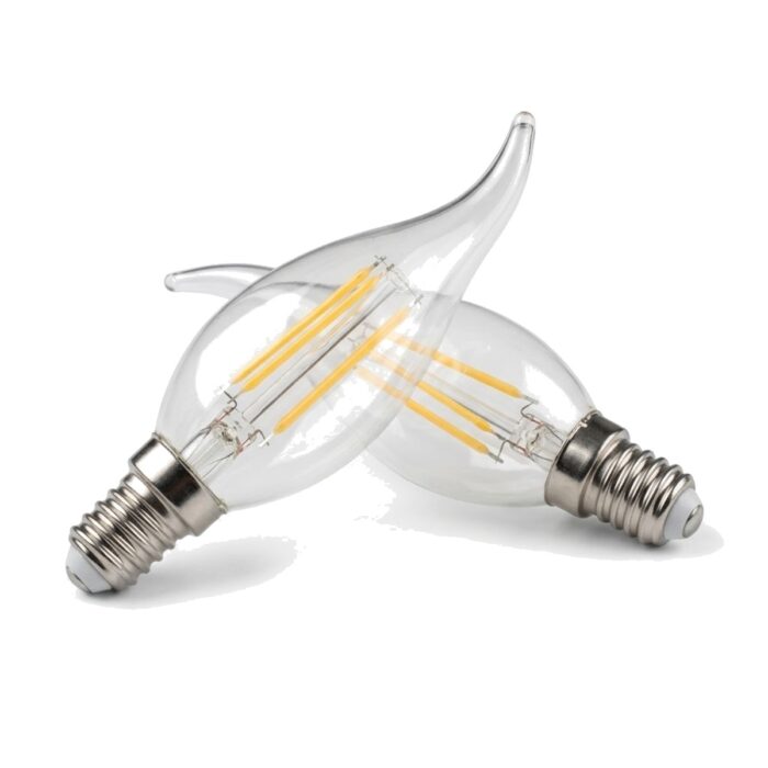 Foco LED vela filamento 2W luz cálida E12 - 2 unidades