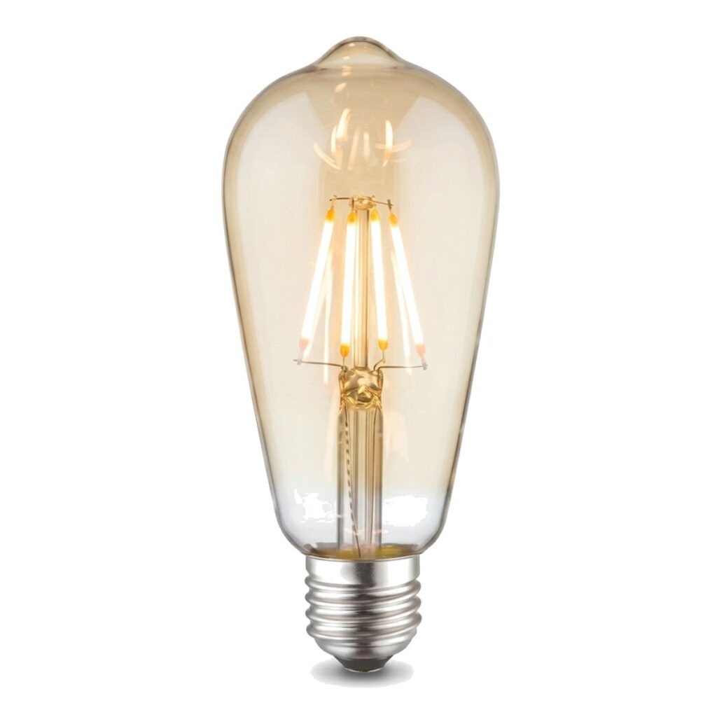 Foco LED vintage ST64 filamento 8W ámbar luz cálida E27