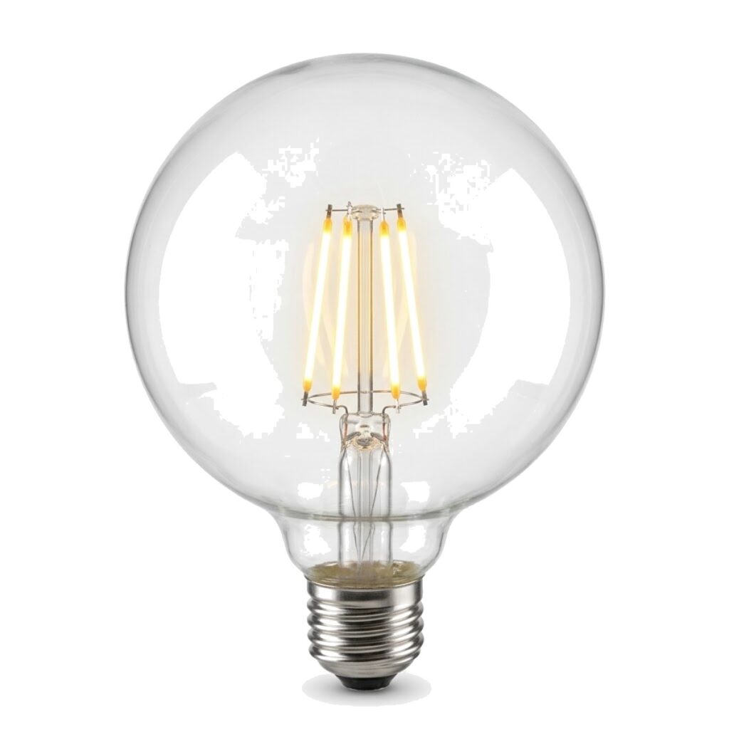 Foco LED globo G125 filamento 8W luz cálida E27