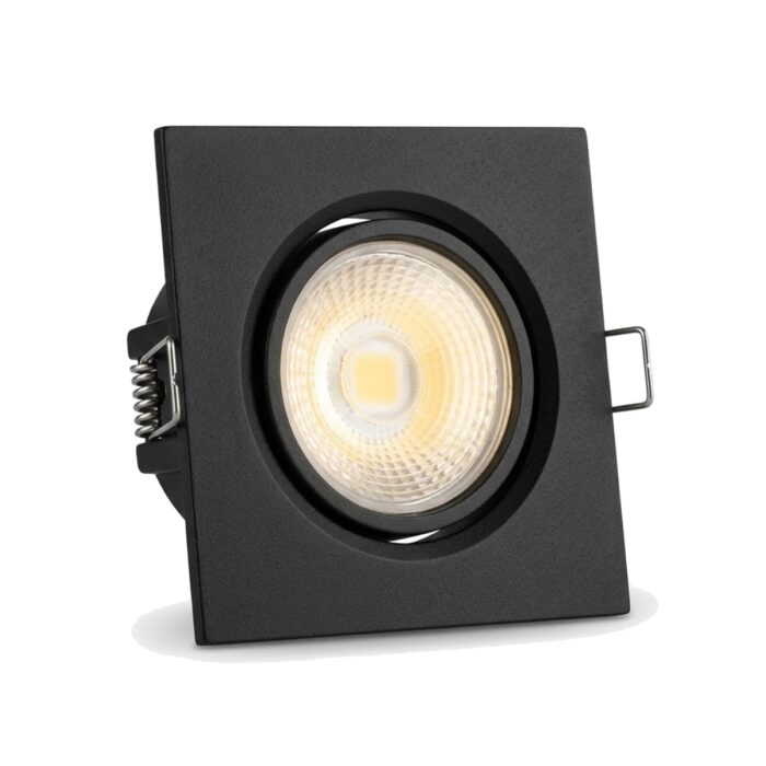 Spot LED empotrable cuadrado 5W negro luz cálida