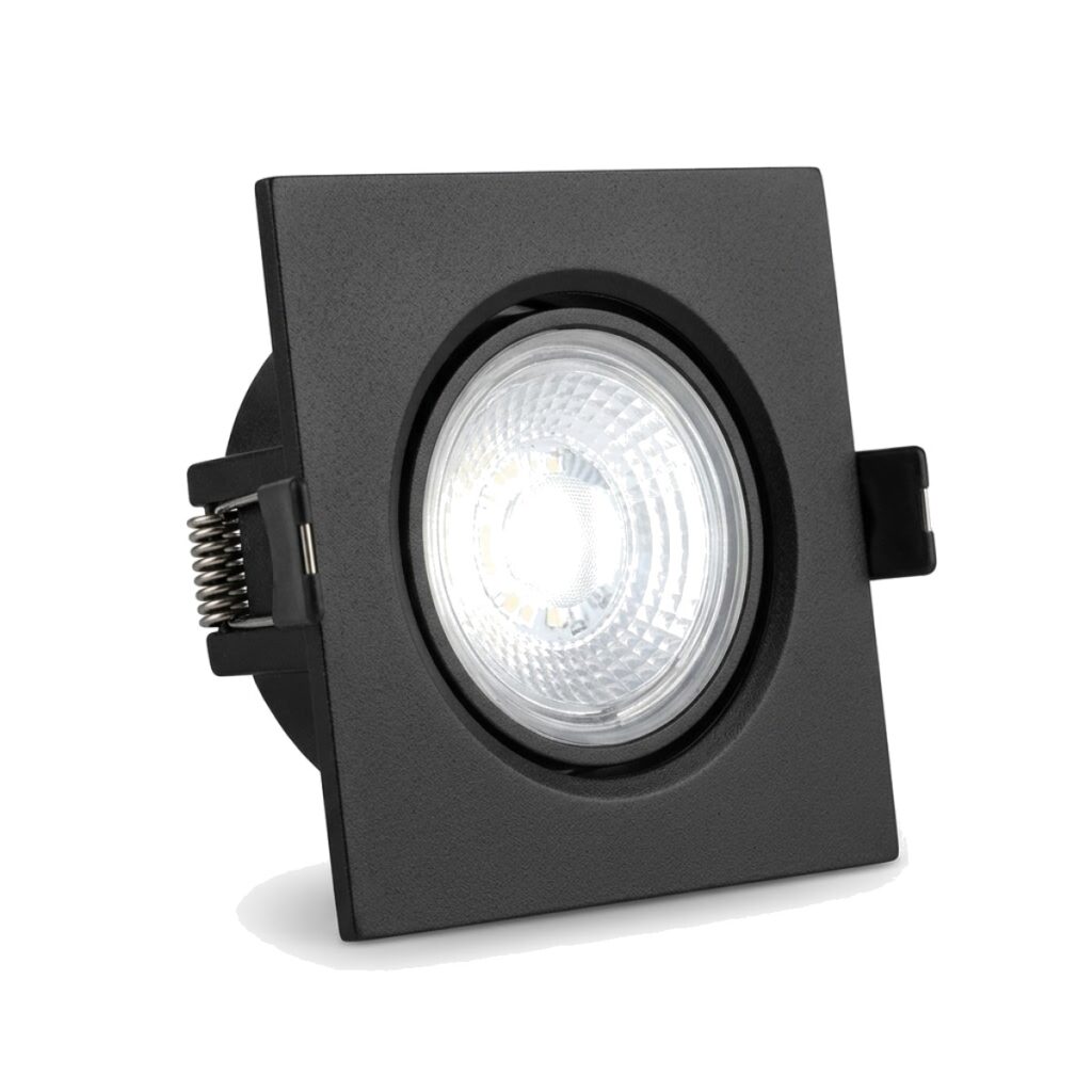 Spot LED empotrable cuadrado 5W negro luz blanca