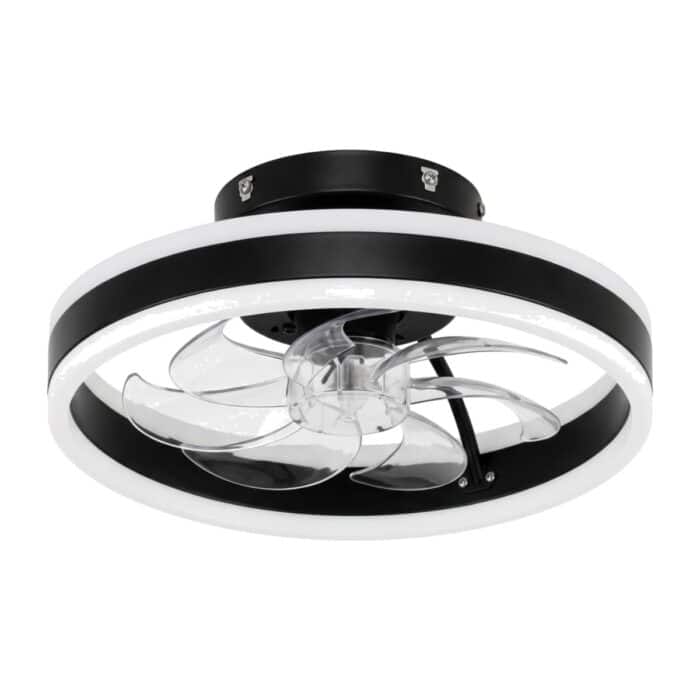 Ventilador de techo 16" negro con luz LED