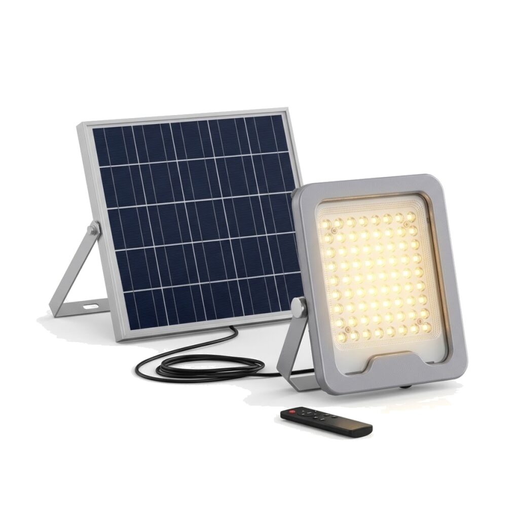 Reflector solar LED 25W luz cálida con control remoto